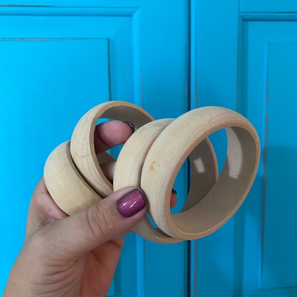 Wooden Bangle Bracelets Wear as is or Reimagined With Your Creativity. Set of 5 - Picture 3 of 6